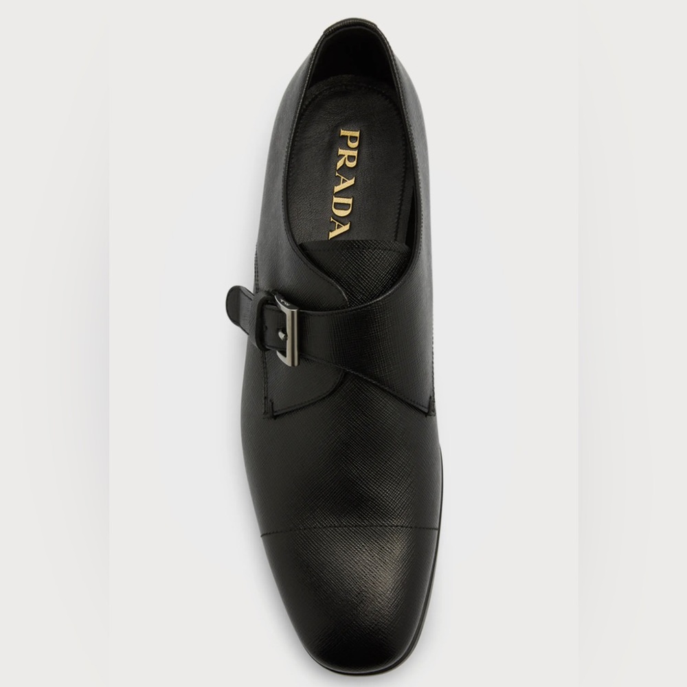 Prada Men's Black Saffiano Leather Monk Strap Loafers - Picture 4 of 14